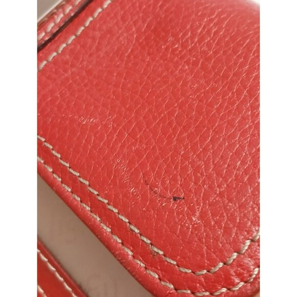 Tignanello Genuine Leather Red Trifold Wallet With Snap Closure & Silver Logo - Picture 12 of 16